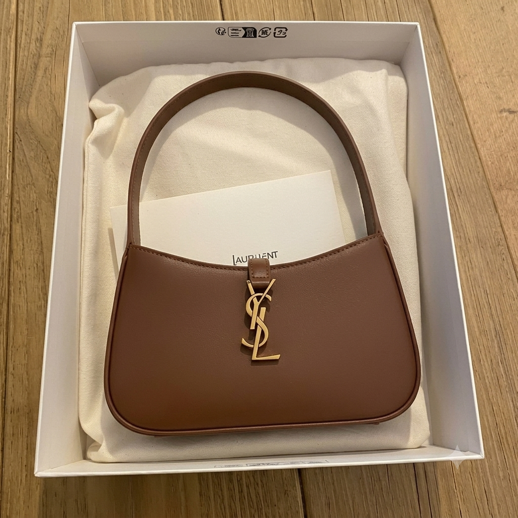 حقيبة كتف إيف سان لوران هوبو (YSL Hobo Bag) – جلد فاخر بلون بني دافئ